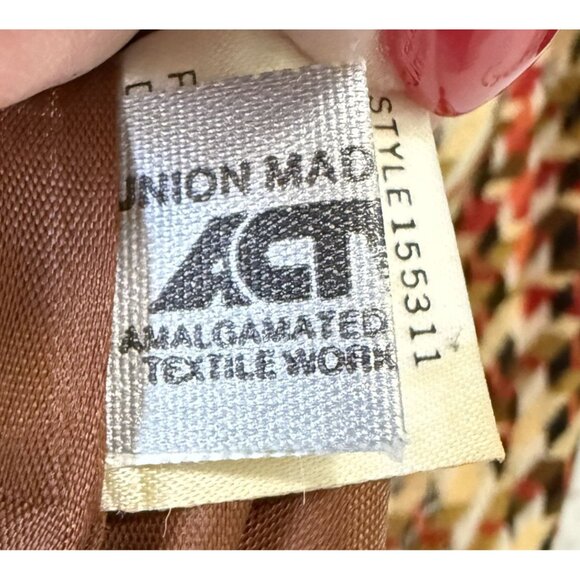 Tahari Womens Wool Houndstooth Blazer Velvet Collar Size 6 Brown Cream Vintage - Picture 8 of 10